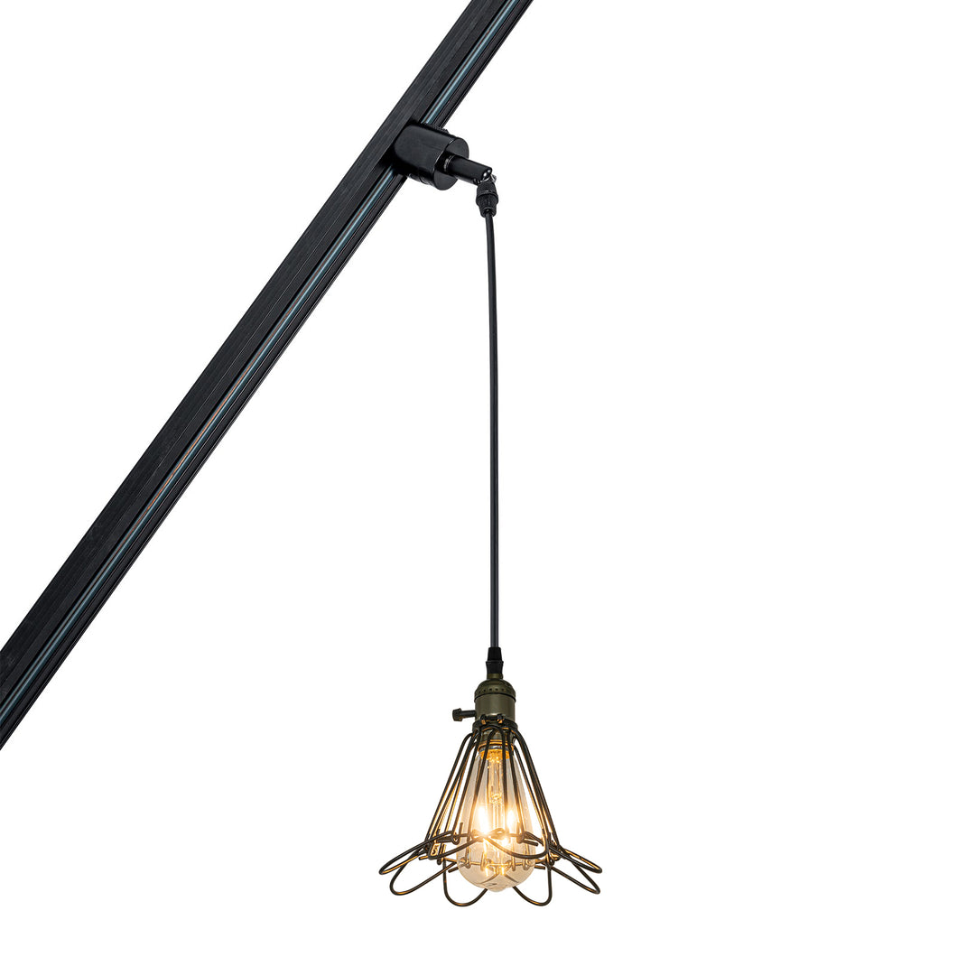 Sloped Position Track Light Fixture E26 Base Hollow Metal Vintage Design Hanging Lamp Inclined Roof