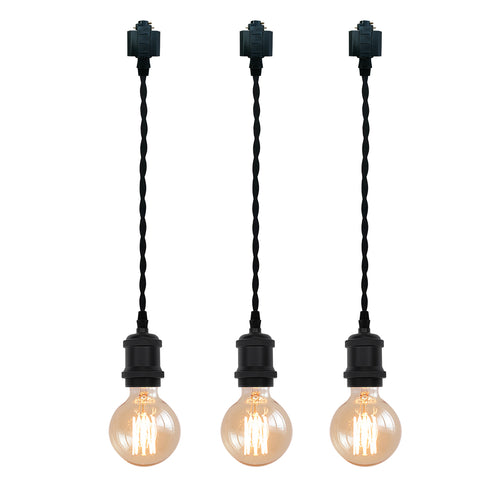 Track Light Fixture Mini E26 Base Black Color Customized Length Hanging Lamp