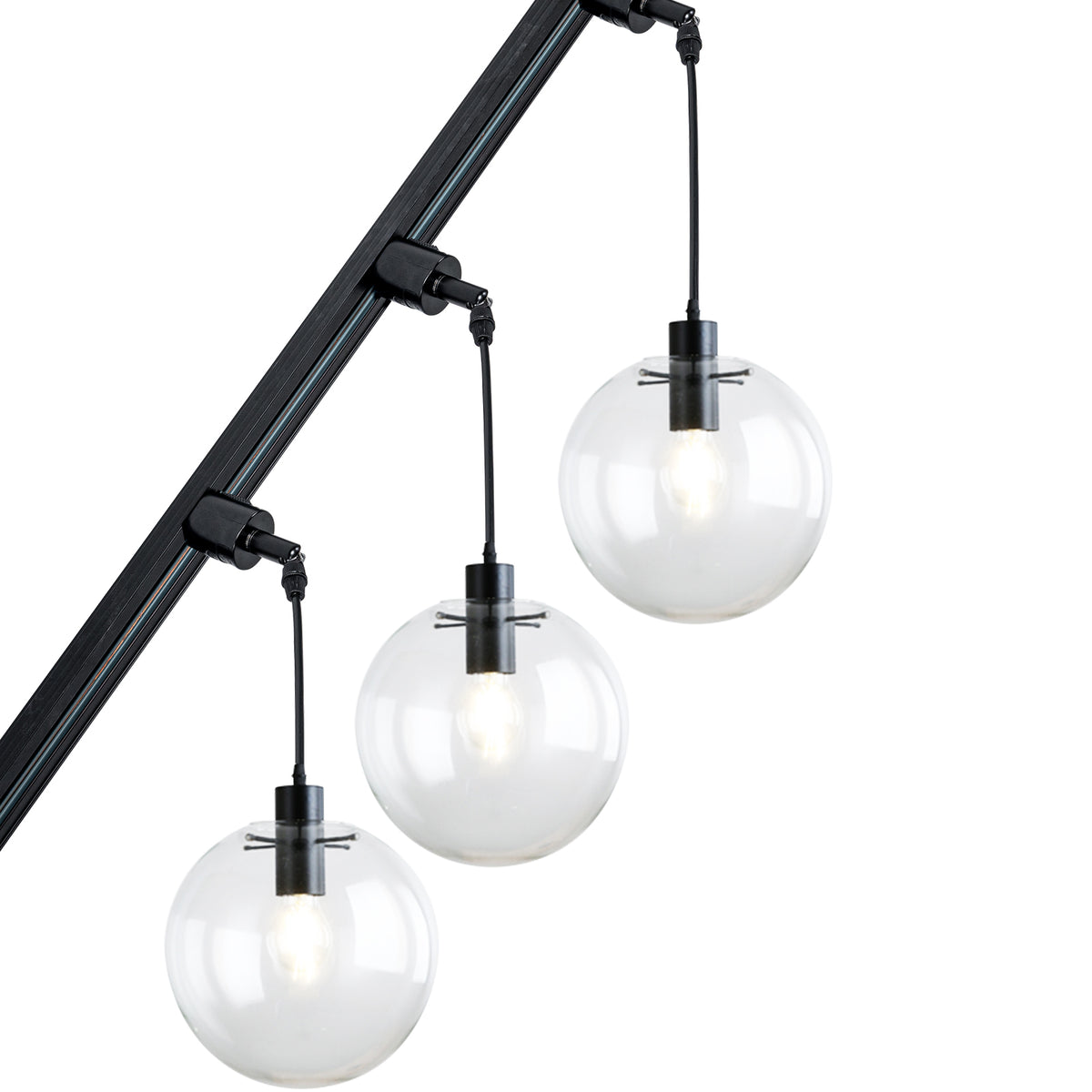 Sloped Position Track Light Fixture E26 Base Globe Glass Modern Design