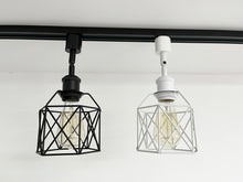 Load image into Gallery viewer, White Hollow Cage Metal Shade Track Light Rotated Tilt Adjustable Accent Lighting Vintage Design