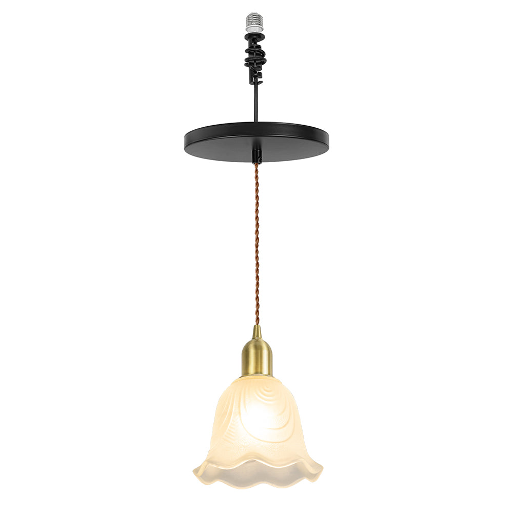 Ceiling Spotlight Remodel Brass Base Glass Flower Shade E26 Connection Hanging Light Conversion Kit