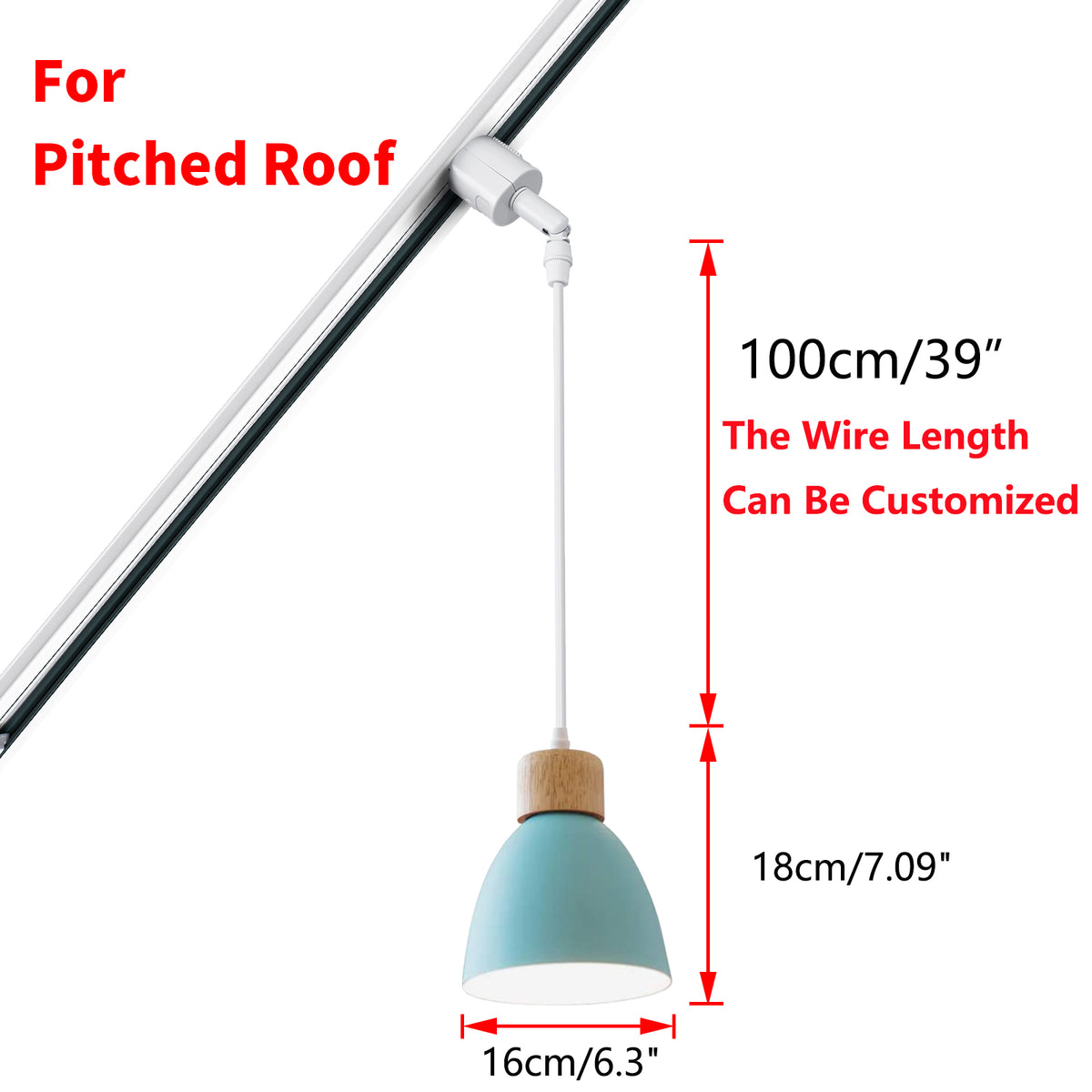 Sloped Position Track Light E26 Base Blue Shade Modern Adjusted or Fix