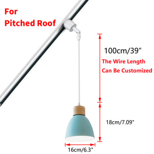 Sloped Position Track Light E26 Base Blue Shade Modern Adjusted or Fixed Hanging Lamp Inclined Roof