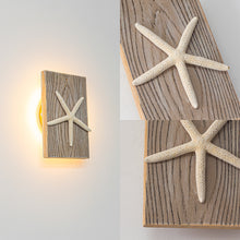 Load image into Gallery viewer, Handcrafted Wooden With Starfish Convenient Hook Wall Sconce Go Wire-Free Battery Background Dimmable Light