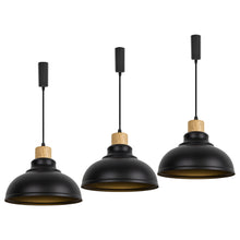 Load image into Gallery viewer, Black Metal Lampshade E26 Wood Base Retro Track Light 3.2 Ft Adjusted Height Freely