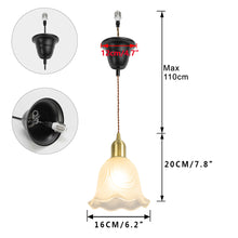 Load image into Gallery viewer, Ceiling Spotlight Remodel Brass Base Glass Flower Shade E26 Connection Hanging Light Conversion Kit