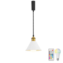 Load image into Gallery viewer, Remote Control RGB LED White Track Pendant Light Brown Bronze E26 Base Adjusted Fixture Vintage Style