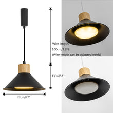 Load image into Gallery viewer, Dimmable Remote Control Wide Range Lighting Wood Black Metal Shade Vintage Track Light