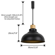 Load image into Gallery viewer, Black Metal Lampshade E26 Wood Base Retro Track Light 3.2 Ft Adjusted Height Freely