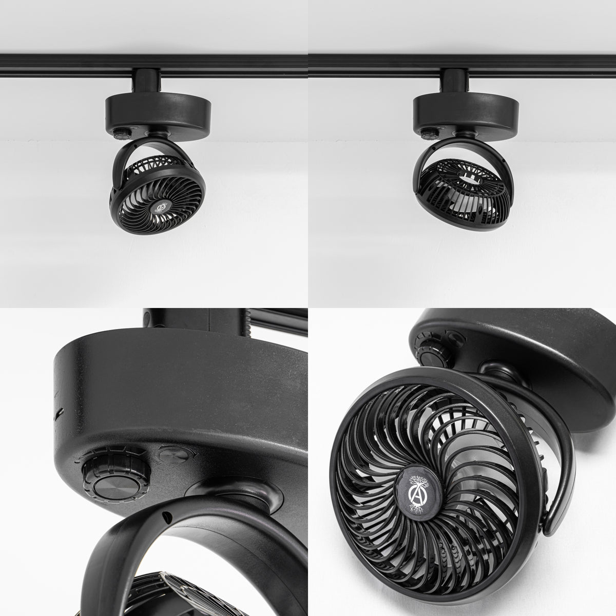 Track Mounted Adjustable Wind Speed Pink/Black Fan Adjustable Angle Si