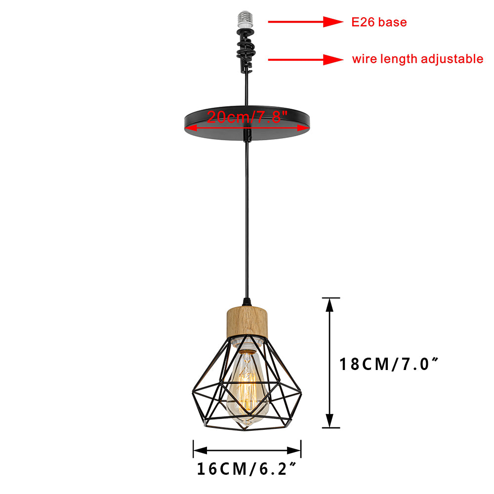 E26 Connection Ceiling Spotlight Remodel Wood Base Hollow Shade Modern