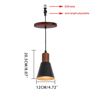 E26 Connection Ceiling Spotlight Remodel Walnut Base Metal Shade Retro Hanging Light Convert Kit