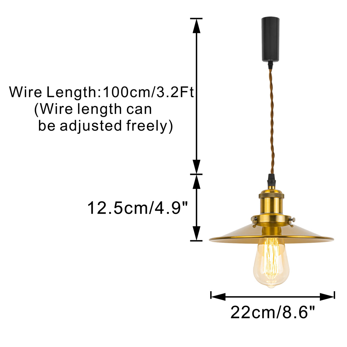 Track Pendant Lights Freely Adjustable Cord Brass Finish Hanging Lamp