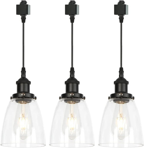 Track Light Cone Clear Glass Lampshade E26 Socket Vintage Design Track Mount Pendant Lighting