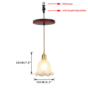 Ceiling Spotlight Remodel Brass Base Glass Flower Shade E26 Connection Hanging Light Conversion Kit