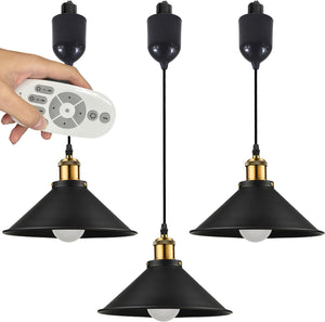 Auto Retractable Height Track Pendant Lighting 4 Ft Macaron Style Remote Control Stepless Dimming