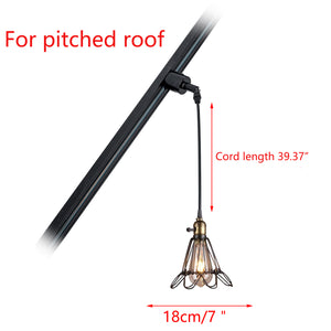 Sloped Position Track Light Fixture E26 Base Hollow Metal Vintage Design Hanging Lamp Inclined Roof