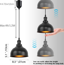Load image into Gallery viewer, Adjustable Height Track Pendant Lighting Black Lamp Industrial Vintage With Remote Control