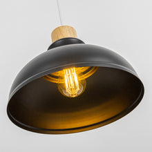 Load image into Gallery viewer, Black Metal Lampshade E26 Wood Base Retro Track Light 3.2 Ft Adjusted Height Freely