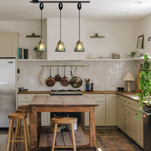 Load image into Gallery viewer, 3-Lights Track Lighting Pendants Antiqued with Glass Lampshade Decorative for Kitchen Restaurant