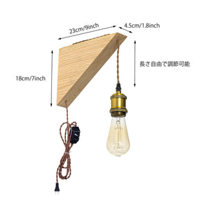 Customized Handmade Wooden Minimalistic Home Decor Convenient Hook 15Feet Plug in Dimmable Cord Wall Sconce