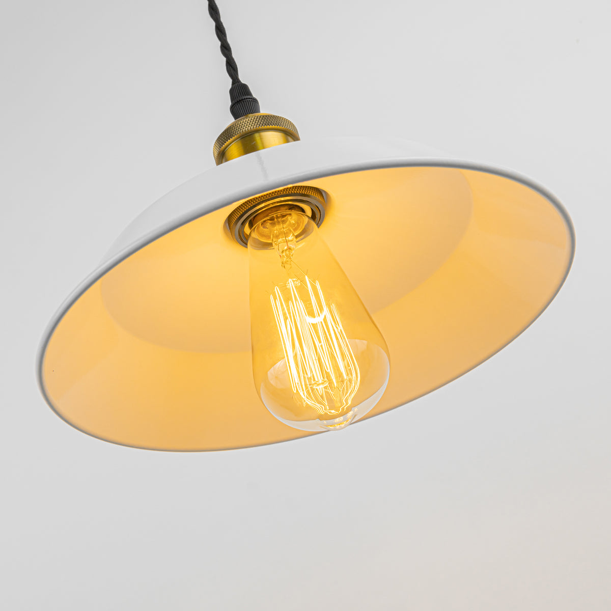 Track Pendant Lights Freely Adjustable Cord White Metal Shade Brass Fi