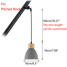 Load image into Gallery viewer, Sloped Position Track Light E26 Base Grey Shade Modern Fixed Hanging Lamp Inclined Roof