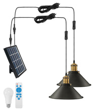 Load image into Gallery viewer, Solar Power Pendant Iron Cone Retro Light with LED Bulb Button Switch Remote