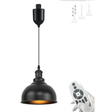 Load image into Gallery viewer, Adjustable Height Track Pendant Lighting Black Lamp Industrial Vintage With Remote Control