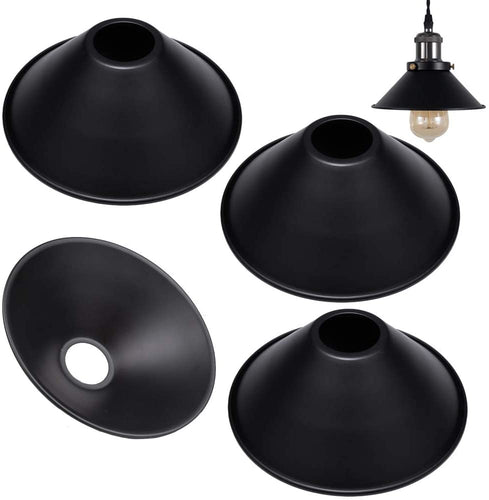 4 Pack Industrial Metal Bulb Guard Black Iron Cone Ceiling Holder Decorative Lamp Shade