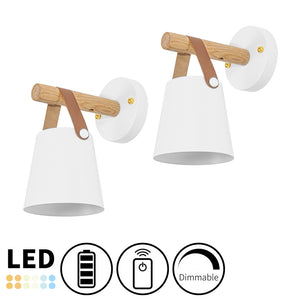 Battery Cordless Loft Remote Dimmable LED Wall Sconce 5.1" White Barrel Shade