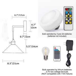 Battery Operated Cordless Modern White Wall Sconce Dimmable LED Remote Control