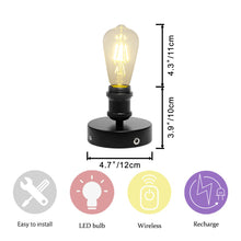 Load image into Gallery viewer, Cordless Table Lamp Chargable 3.7V LED Light Remote Retro Design Black Metal