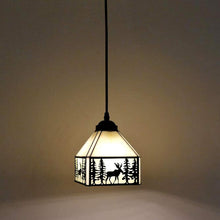 Load image into Gallery viewer, Tiffany Retro Deer Shadow Art Handmade Glass Shade Iron Chain Pendent light