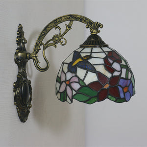 Hardwired Tiffany Style Wall Sconce Glass Lighting Fixture for Bedroom Living Room
