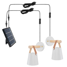 Load image into Gallery viewer, Solar Power Loft Wall Sconces 5.1&quot; White Barrel Shade with LED Light Bulb Button Switch