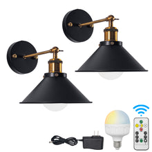 Load image into Gallery viewer, Battery Wireless Retro Wall Sconce Adjustable Arm Remote Dimmable Decorative Light