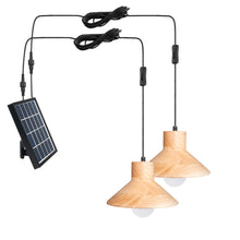 Load image into Gallery viewer, Solar Power Pendant Wooden Light with LED Bulb Button Switch