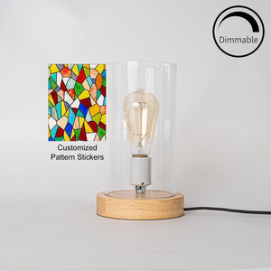 Customized Pattern Stickers Dimmable Night Light Transparent Acrylic Shade Table Lamp