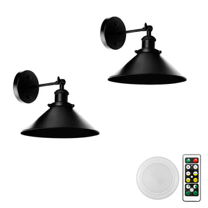 Battery Wireless Black Shade Adjustable Wall Sconce Remote Dimmable