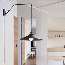 Load image into Gallery viewer, Plug-in Wall Sconce Industrial Style 20&quot; Metal Swinging Arm 14&quot; Shade
