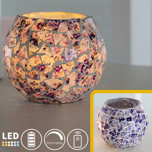 Cordless Battery Mini Night Light Dimmable LED with Remote Glass Shade