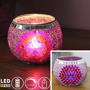 Cordless Battery Bohemian Mini Night Light Dimmable LED with Remote Glass