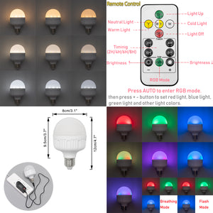 Rechargeable Battery Remote Brightness Adjusted LED Retro Pendant Light Wood Base Black/White Shade