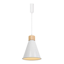 Load image into Gallery viewer, E26 Wood Base White Metal Cone Shade Retro Track Light 3.2 Ft Adjusted Height Freely