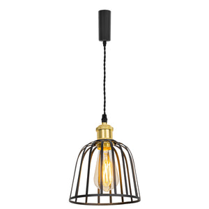 Track Light Black/Gold/Brass Finish E26 Base Black Cage Shade Metal Lamp Adjusted Height Freely