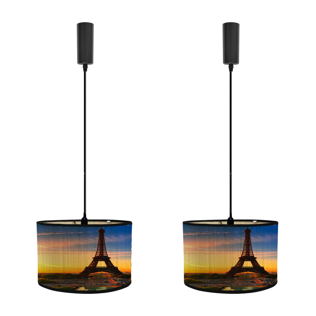 Track Light Adjustable Cable Freely Folding Bamboo Column Shade For Seaside Villa Farmhouse 2Pcs Scenery Pattern B