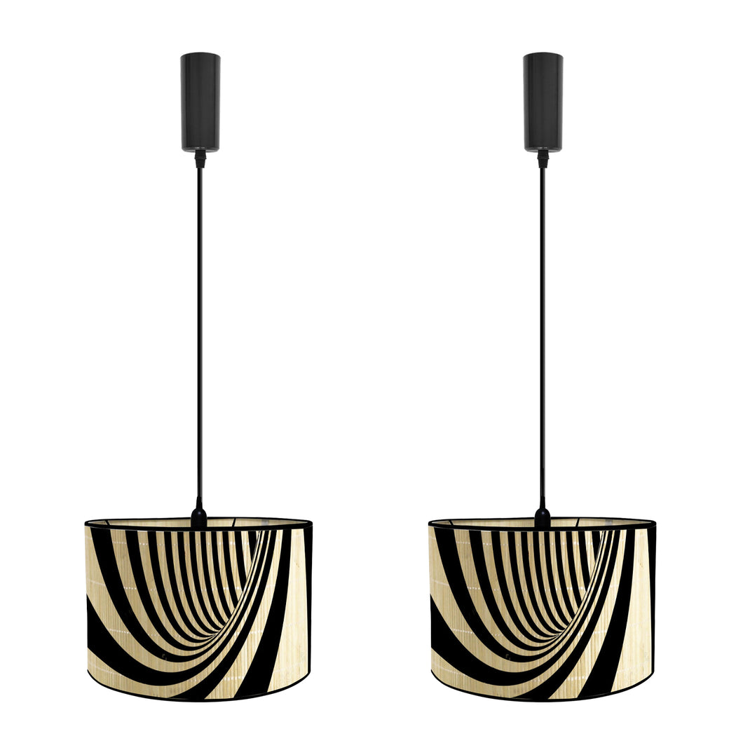 Track Light Adjustable Cable Freely Folding Bamboo Column Shade For Seaside Villa Farmhouse 2Pcs