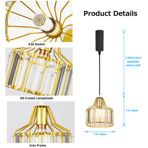 Wired Track Pendant Lights Freely Adjusted Length Crystal Shade Loft Kitchen Sink Lamp Modern Design