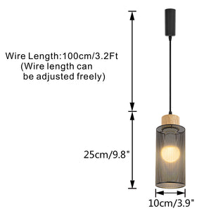 E26 Wood Base Black Metal Hollow Shade RGB LED Bulb With Remote Retro Track Light 3.2 Ft Adjusted